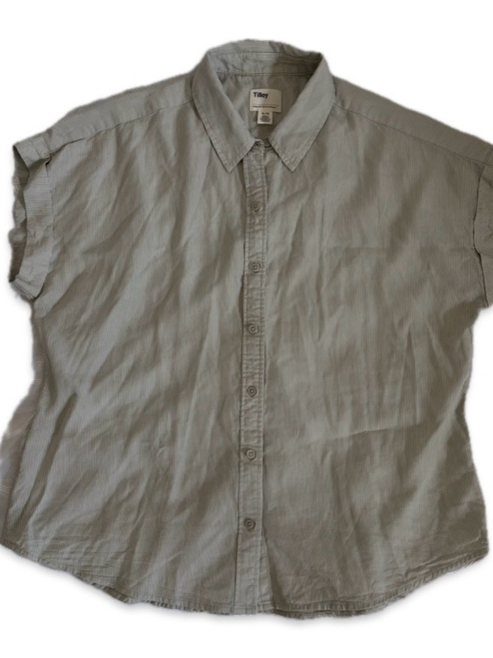 TILLEY Light Green Gray Short-Sleeve/sleeveless Button-Up Shirt